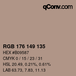 Color code: RGB 176 149 135 | qconv.com