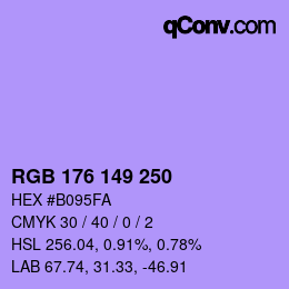 Color code: RGB 176 149 250 | qconv.com