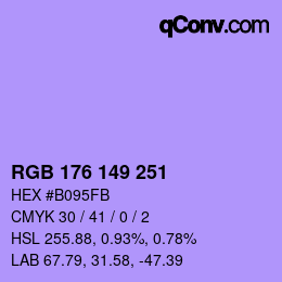 Color code: RGB 176 149 251 | qconv.com