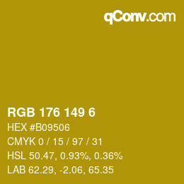 Color code: RGB 176 149 6 | qconv.com