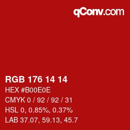 Color code: RGB 176 14 14 | qconv.com