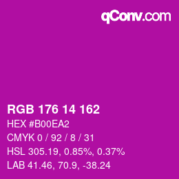 カラーコード: RGB 176 14 162 | qconv.com