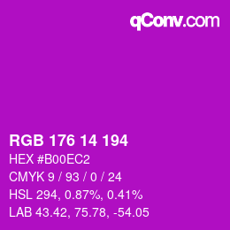 Color code: RGB 176 14 194 | qconv.com