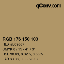 Color code: RGB 176 150 103 | qconv.com