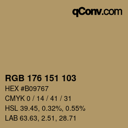 Color code: RGB 176 151 103 | qconv.com