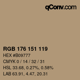 Color code: RGB 176 151 119 | qconv.com