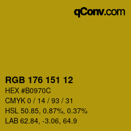 Color code: RGB 176 151 12 | qconv.com