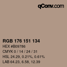 Color code: RGB 176 151 134 | qconv.com