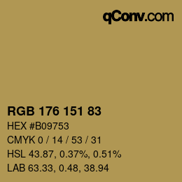 Color code: RGB 176 151 83 | qconv.com