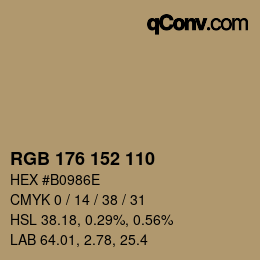 颜色代码: RGB 176 152 110 | qconv.com