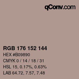 Color code: RGB 176 152 144 | qconv.com