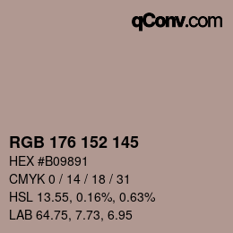 颜色代码: RGB 176 152 145 | qconv.com