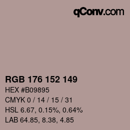 Color code: RGB 176 152 149 | qconv.com