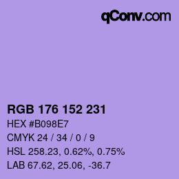カラーコード: RGB 176 152 231 | qconv.com