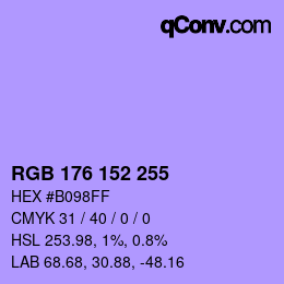 Color code: RGB 176 152 255 | qconv.com