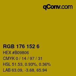 Color code: RGB 176 152 6 | qconv.com