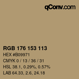 Color code: RGB 176 153 113 | qconv.com