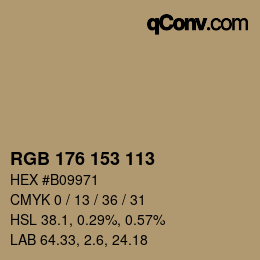 Color code: RGB 176 153 113 | qconv.com