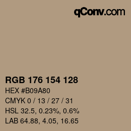 Code couleur: RGB 176 154 128 | qconv.com