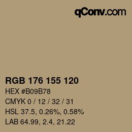 颜色代码: RGB 176 155 120 | qconv.com