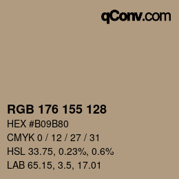 颜色代码: RGB 176 155 128 | qconv.com