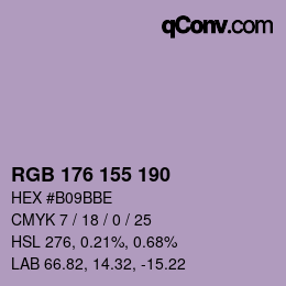 Color code: RGB 176 155 190 | qconv.com