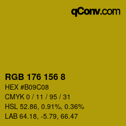 カラーコード: RGB 176 156 8 | qconv.com