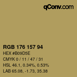 颜色代码: RGB 176 157 94 | qconv.com