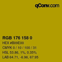 カラーコード: RGB 176 158 0 | qconv.com