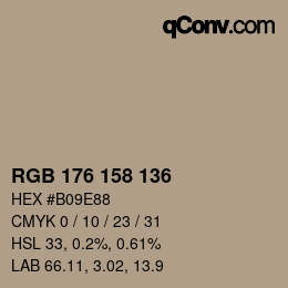 颜色代码: RGB 176 158 136 | qconv.com