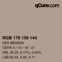 カラーコード: RGB 176 158 144 | qconv.com