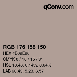 颜色代码: RGB 176 158 150 | qconv.com