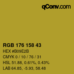 カラーコード: RGB 176 158 43 | qconv.com