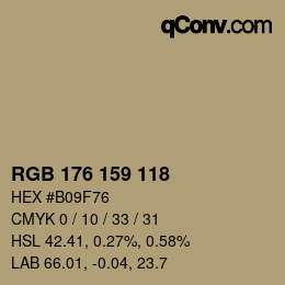 カラーコード: RGB 176 159 118 | qconv.com
