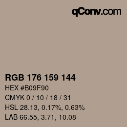 Color code: RGB 176 159 144 | qconv.com