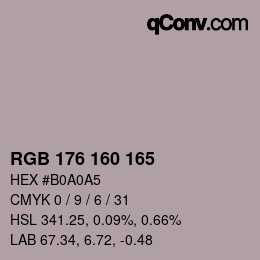 Color code: RGB 176 160 165 | qconv.com