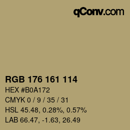 カラーコード: RGB 176 161 114 | qconv.com