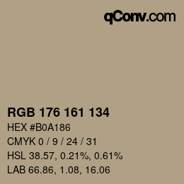 Color code: RGB 176 161 134 | qconv.com