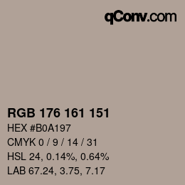 Color code: RGB 176 161 151 | qconv.com