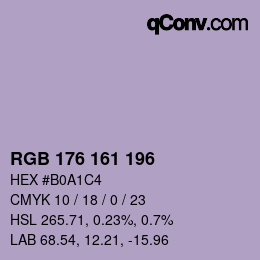颜色代码: RGB 176 161 196 | qconv.com