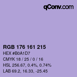Color code: RGB 176 161 215 | qconv.com