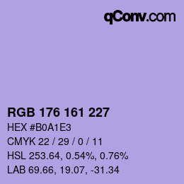 Color code: RGB 176 161 227 | qconv.com