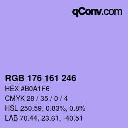 Color code: RGB 176 161 246 | qconv.com