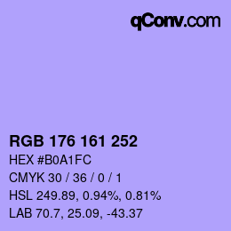 颜色代码: RGB 176 161 252 | qconv.com