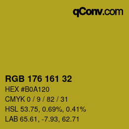 Color code: RGB 176 161 32 | qconv.com