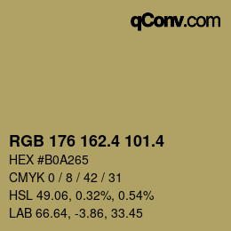 カラーコード: RGB 176 162.4 101.4 | qconv.com