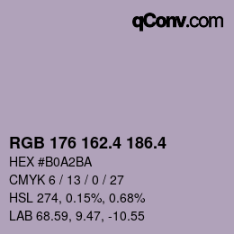 カラーコード: RGB 176 162.4 186.4 | qconv.com