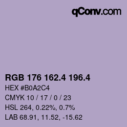 カラーコード: RGB 176 162.4 196.4 | qconv.com