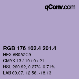 カラーコード: RGB 176 162.4 201.4 | qconv.com