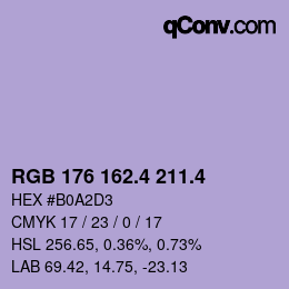 カラーコード: RGB 176 162.4 211.4 | qconv.com